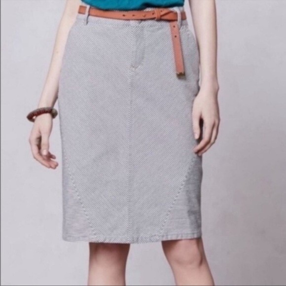 Anthropologie Pilcro and Letterpress Railroad Striped Denim Pencil Skirt Size 25 - Picture 1 of 14